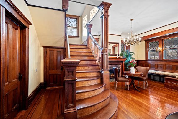 Chandelier, Dining room, Fireplace, Interior, Wood Texture Flooring