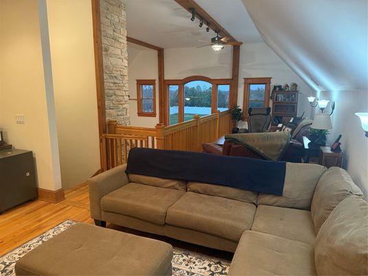 Interior, Living room, Stone Walls, Wood Texture Flooring