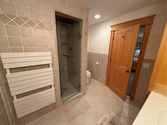 Bathroom, Glass Shower, Interior, Recessed Lighting
