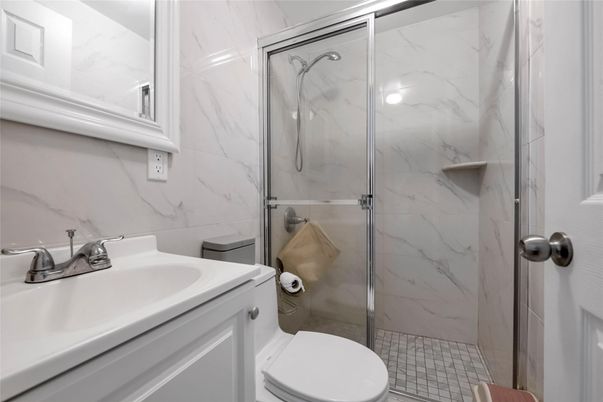 Bathroom, Glass Shower, Interior, Marble Walls