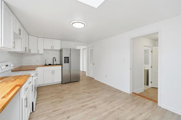 Interior, Kitchen, Stainless Steel Appliances, Wood Texture Flooring