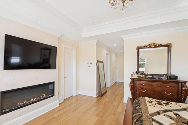 Fireplace, Interior, Recessed Lighting, Wood Texture Flooring