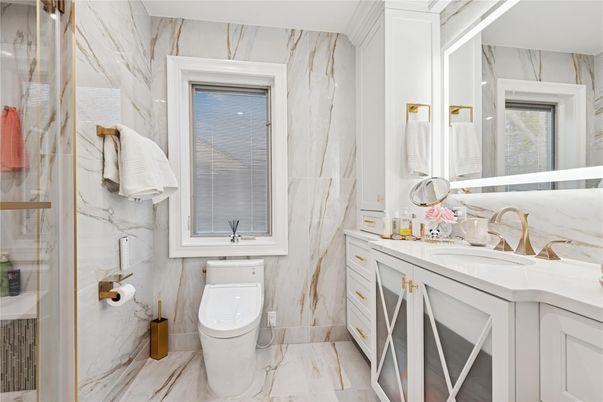 Bathroom, Glass Shower, Interior, Marble, Marble Walls