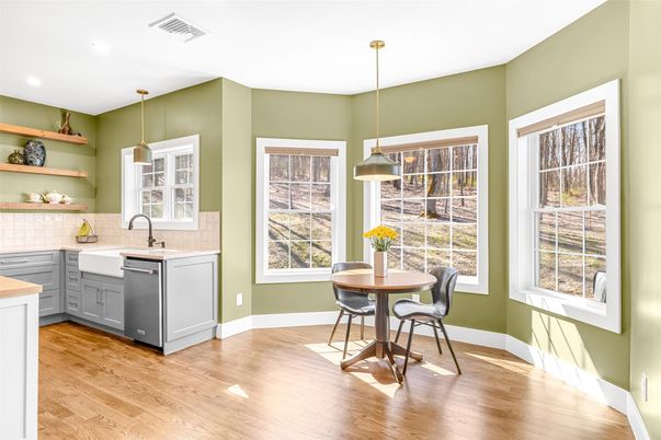 Interior, Kitchen, Pendant Lights, Recessed Lighting, Wood Texture Flooring