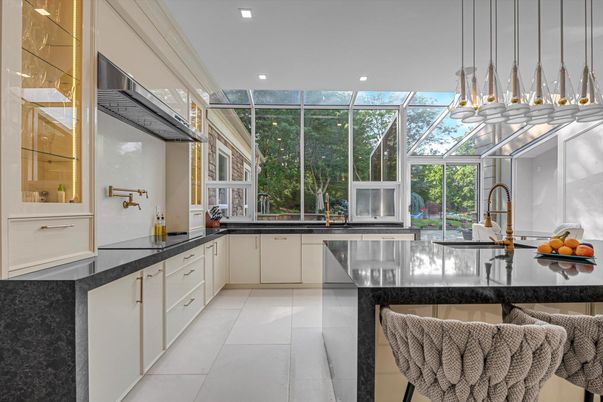 Glass Ceilings, Interior, Kitchen, Pendant Lights, Recessed Lighting, Sun Room