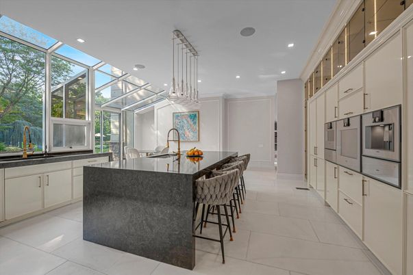 Dining room, Glass Ceilings, Interior, Kitchen, Pendant Lights, Recessed Lighting