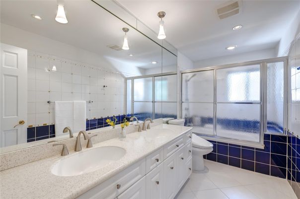 Bathroom, Dual Sink Vanities, Glass Shower, Interior, Recessed Lighting
