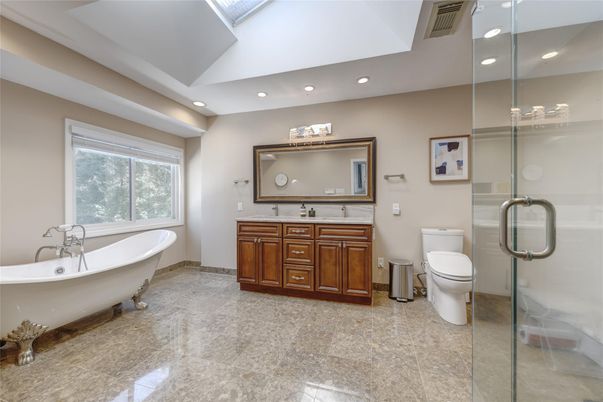 Bathroom, Dual Sink Vanities, Free Standing Baths, Glass Shower, Interior, Recessed Lighting