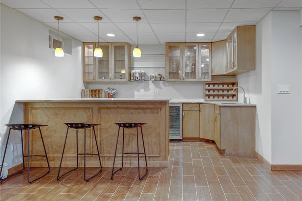 Interior, Kitchen, Pendant Lights, Recessed Lighting, Wood Texture Flooring
