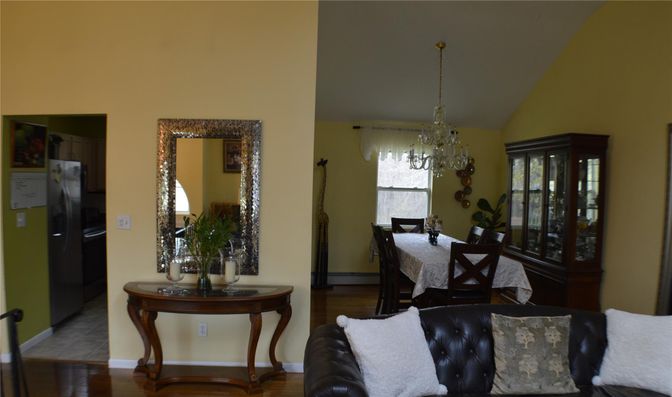 Chandelier, Dining room, Interior, Wood Texture Flooring