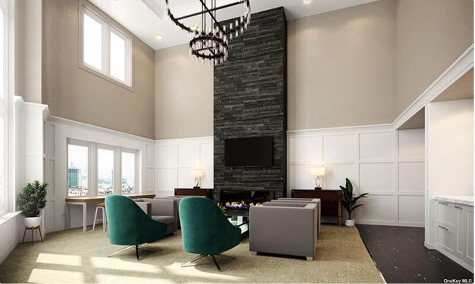 Chandelier, Fireplace, Interior, Living room, Pendant Lights, Recessed Lighting, Wood Texture Flooring