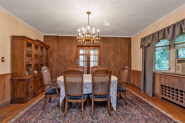 Chandelier, Dining room, Interior, Wood Texture Flooring
