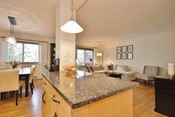 Dining room, Interior, Living room, Pendant Lights, Wood Texture Flooring