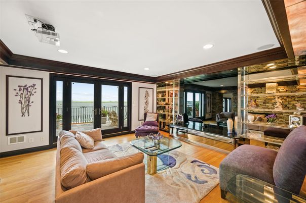 Interior, Living room, Recessed Lighting, Water, Wood Texture Flooring