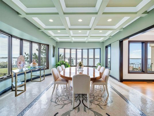Dining room, Interior, Recessed Lighting, Water, Wood Texture Flooring