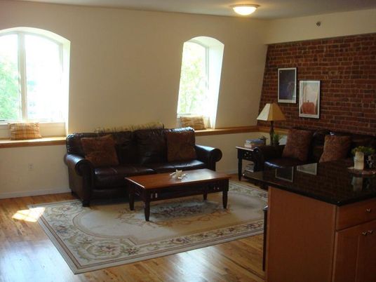 Interior, Living room, Stone Walls, Wood Texture Flooring
