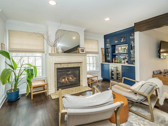 Fireplace, Interior, Recessed Lighting, Wood Texture Flooring