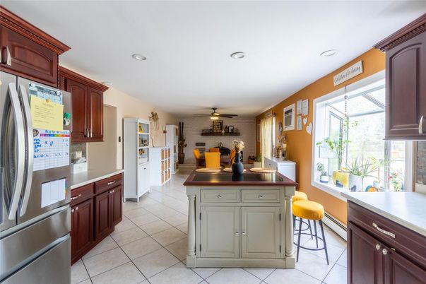 Dining room, Interior, Kitchen, Recessed Lighting, Stone Walls