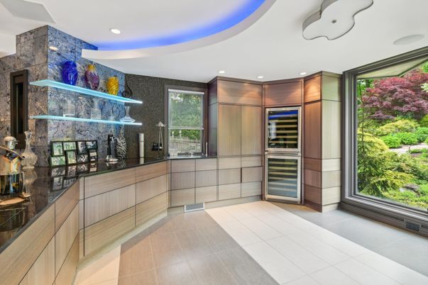 Interior, Kitchen, Recessed Lighting, Stone Walls