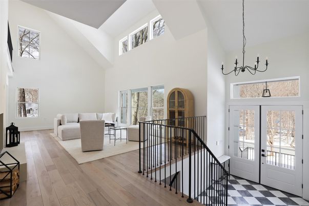 Chandelier, Interior, Living room, Wood Texture Flooring