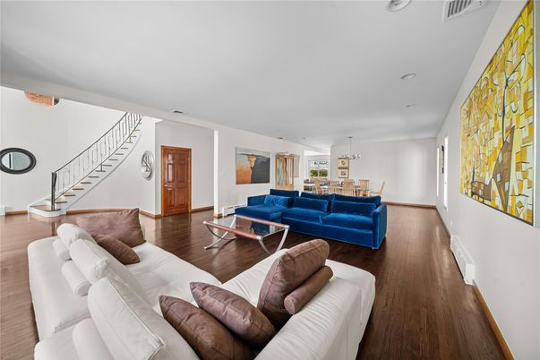 Interior, Living room, Pendant Lights, Wood Texture Flooring