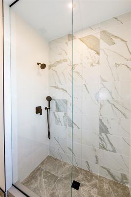 Bathroom, Glass Shower, Interior, Marble Walls