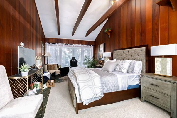Bedroom, Interior, Wooden Beams, Wooden Walls