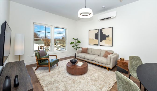 Interior, Living room, Pendant Lights, Wood Texture Flooring