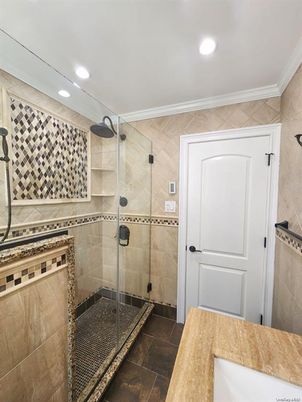 Bathroom, Glass Shower, Interior, Recessed Lighting