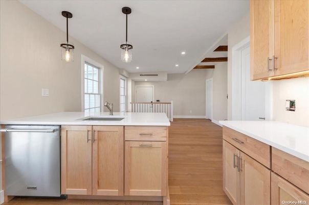 Interior, Kitchen, Pendant Lights, Recessed Lighting, Wood Texture Flooring