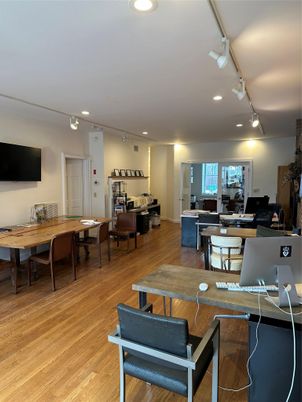 Dining room, Interior, Living room, Recessed Lighting, Wood Texture Flooring