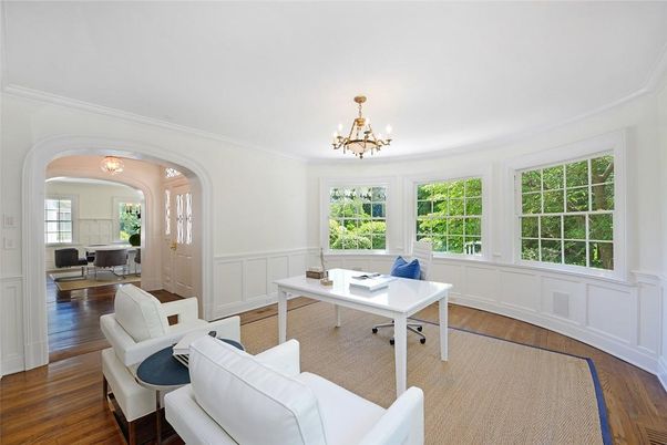 Chandelier, Home Office, Interior, Wood Texture Flooring