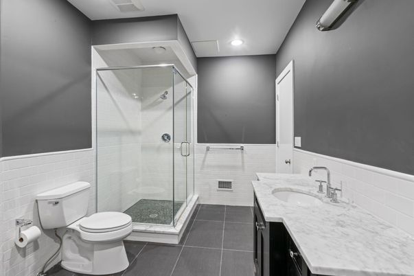 Bathroom, Glass Shower, Interior, Recessed Lighting