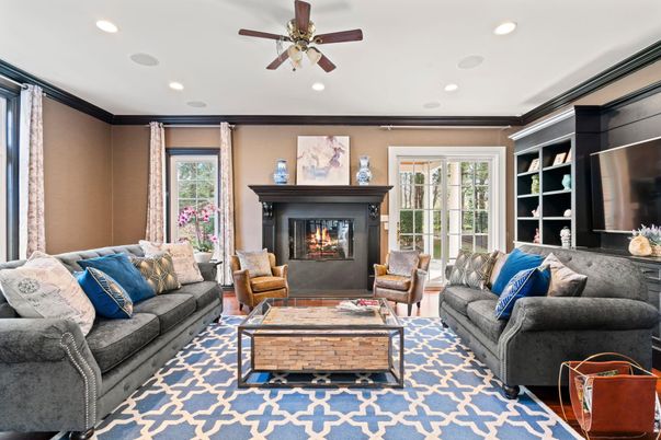 Fireplace, Interior, Living room, Recessed Lighting