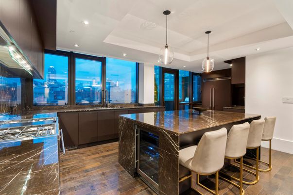 Interior, Kitchen, Pendant Lights, Recessed Lighting, Wood Texture Flooring