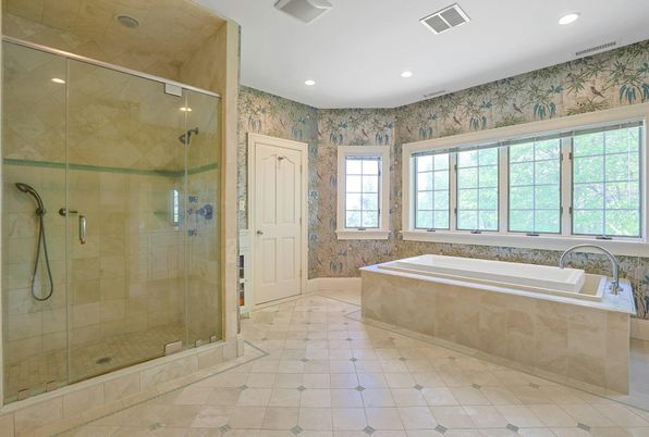 Bathroom, Glass Shower, Interior, Recessed Lighting