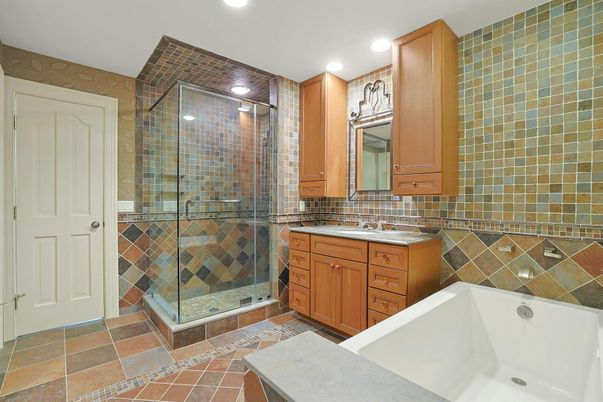 Bathroom, Glass Shower, Interior, Recessed Lighting