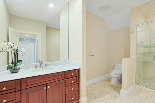 Bathroom, Glass Shower, Interior, Recessed Lighting