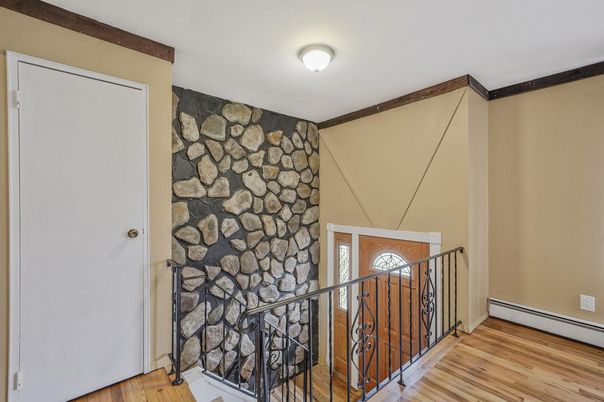 Interior, Stone Walls, Wood Texture Flooring