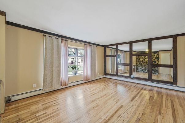 Empty room, Interior, Stone Walls, Wood Texture Flooring