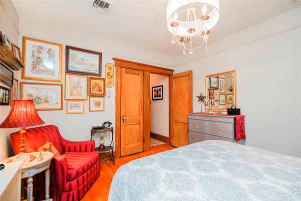 Bedroom, Chandelier, Interior, Wood Texture Flooring