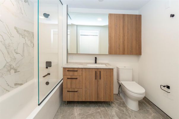 Bathroom, Glass Shower, Interior, Marble Walls, Recessed Lighting