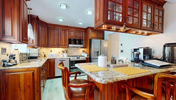 Interior, Kitchen, Pendant Lights, Wood Texture Flooring