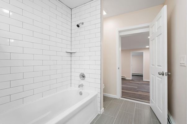 Bathroom, Interior, Recessed Lighting, Wood Texture Flooring