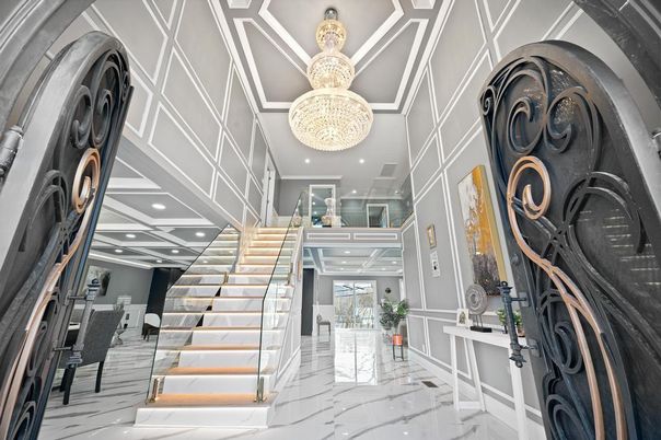 Chandelier, Interior, Marble, Recessed Lighting