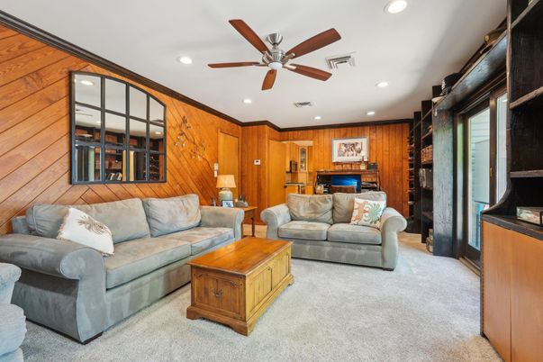 Interior, Living room, Recessed Lighting, Wooden Walls