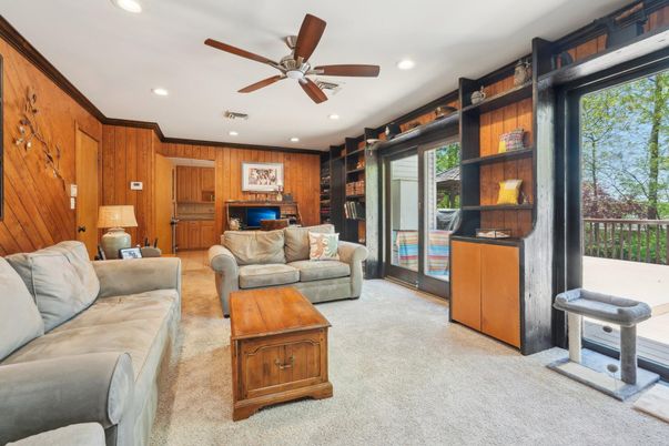 Interior, Living room, Recessed Lighting, Wooden Walls