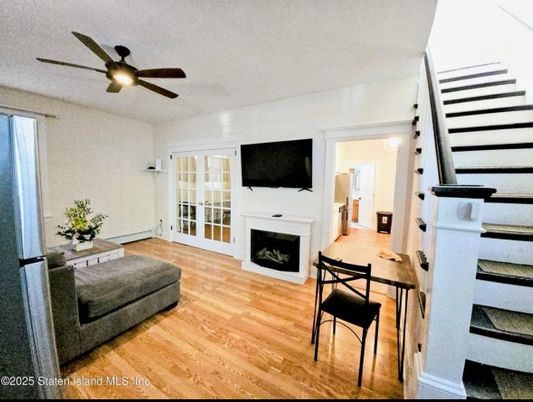 Fireplace, Home Office, Interior, Wood Texture Flooring