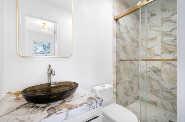 Bathroom, Glass Shower, Interior, Marble Walls
