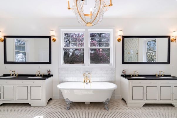 Bathroom, Chandelier, Dual Sink Vanities, Free Standing Baths, Interior